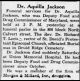 Aquilla Jackson Obituary